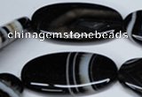 CAG3009 15.5 inches 20*40mm oval black line agate beads