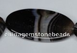 CAG3010 15.5 inches 25*50mm oval black line agate beads