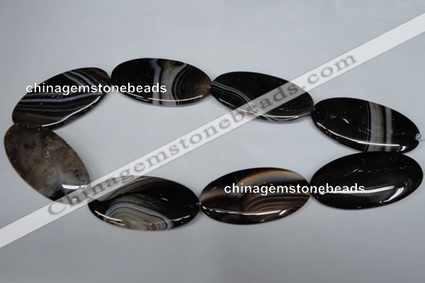 CAG3010 15.5 inches 25*50mm oval black line agate beads