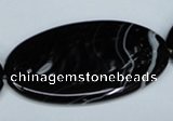 CAG3011 15.5 inches 25*50mm oval black line agate beads