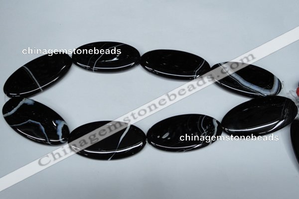 CAG3011 15.5 inches 25*50mm oval black line agate beads