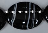 CAG3012 15.5 inches 30*40mm oval black line agate beads