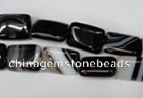 CAG3021 15.5 inches 10*14mm rectangle black line agate beads