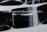 CAG3026 15.5 inches 22*30mm rectangle black line agate beads