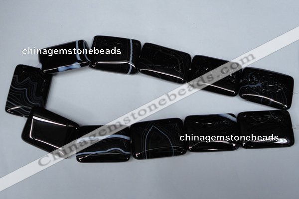 CAG3027 15.5 inches 25*35mm rectangle black line agate beads