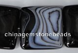 CAG3038 15.5 inches 35*35mm square black line agate beads