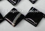 CAG3045 15.5 inches 18*18mm diamond black line agate beads