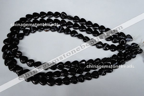 CAG3050 15.5 inches 10*10mm heart black line agate beads