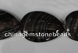 CAG3060 15.5 inches 22*30mm flat teardrop black line agate beads