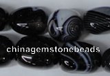 CAG3065 15.5 inches 15*20mm nuggets black line agate beads