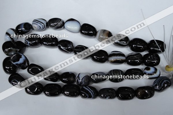 CAG3065 15.5 inches 15*20mm nuggets black line agate beads