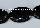 CAG3085 15.5 inches 20*30mm faceted oval black line agate beads