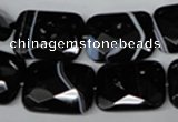 CAG3103 15.5 inches 15*20mm faceted rectangle black line agate beads