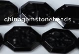 CAG3108 15.5 inches 18*25mm octagonal black line agate beads