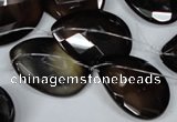 CAG3110 Top-drilled 18*25mm faceted flat teardrop black line agate beads
