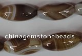 CAG3126 15.5 inches 12*25mm rice brown line agate beads