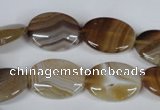 CAG3131 15.5 inches 10*14mm oval brown line agate beads