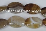 CAG3132 15.5 inches 12*16mm oval brown line agate beads