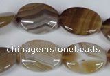 CAG3133 15.5 inches 13*18mm oval brown line agate beads