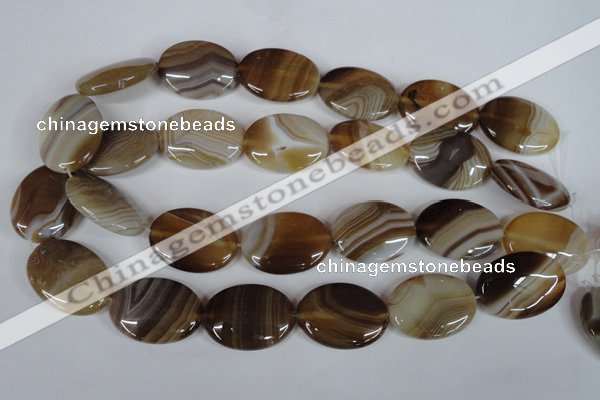 CAG3133 15.5 inches 13*18mm oval brown line agate beads