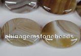 CAG3135 15.5 inches 18*25mm oval brown line agate beads
