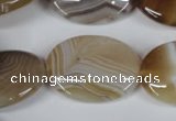 CAG3136 15.5 inches 22*30mm oval brown line agate beads