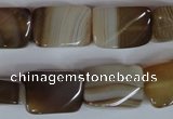 CAG3145 15.5 inches 13*18mm twisted rectangle brown line agate beads