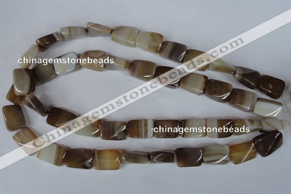 CAG3145 15.5 inches 13*18mm twisted rectangle brown line agate beads