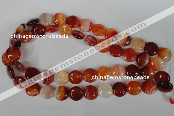 CAG3183 15.5 inches 14mm flat round red line agate beads