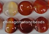 CAG3184 15.5 inches 16mm flat round red line agate beads