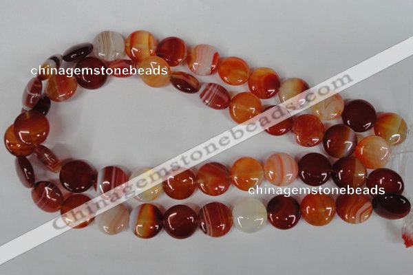 CAG3184 15.5 inches 16mm flat round red line agate beads