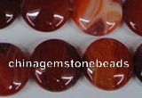 CAG3186 15.5 inches 20mm flat round red line agate beads