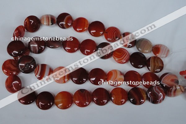 CAG3186 15.5 inches 20mm flat round red line agate beads