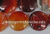 CAG3187 15.5 inches 22mm flat round red line agate beads