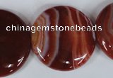 CAG3188 15.5 inches 30mm flat round red line agate beads