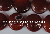 CAG3189 15.5 inches 18mm flat round red line agate beads