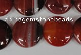 CAG3190 15.5 inches 20mm flat round red line agate beads