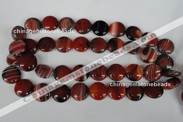 CAG3190 15.5 inches 20mm flat round red line agate beads