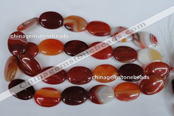 CAG3197 15.5 inches 22*30mm oval red line agate beads
