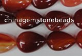 CAG3213 15.5 inches 13*18mm flat teardrop red line agate beads