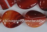 CAG3216 15.5 inches 20*25mm flat teardrop red line agate beads