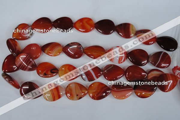 CAG3216 15.5 inches 20*25mm flat teardrop red line agate beads