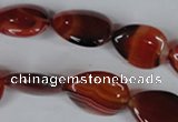 CAG3223 15.5 inches 13*18mm flat teardrop red line agate beads