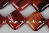 CAG3235 15.5 inches 18*18mm diamond red line agate beads