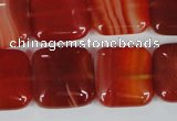 CAG3244 15.5 inches 18*18mm square red line agate beads