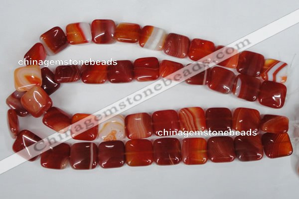 CAG3244 15.5 inches 18*18mm square red line agate beads