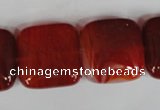 CAG3245 15.5 inches 20*20mm square red line agate beads