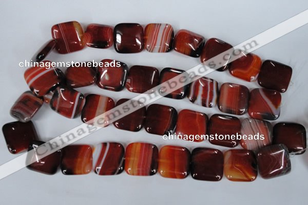 CAG3250 15.5 inches 22*22mm square red line agate beads