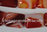 CAG3255 15.5 inches 15*20mm rectangle red line agate beads