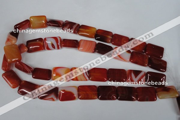 CAG3255 15.5 inches 15*20mm rectangle red line agate beads